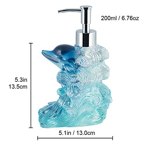 Allure Home Creation Jump for Joy Dolphin 4-Piece Bathroom Accessory Set-Resin Lotion Dispenser, Toothbrush Holder, Soap Dish and Plastic Wastebasket