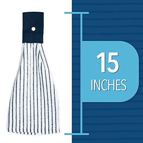 [3 Pack] Kitchen Towels with Hanging Loop for Convenient Access - Extra Absorbent - Snap Button Kitchen Towel Hangs Anywhere - Versatile Hand Towels with Hanging Loops - Cotton Hanging Dish Towels