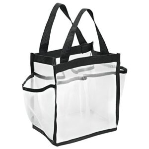 idesign water resistant nylon/mesh shower tote bag with handles - 8.5" x 5.88" x 9.25", white/black