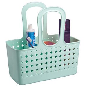 idesign plastic divided shower caddy tote, college essential for dorm room, communal and shared bathroom, the orbz collection - 11.75" x 6" x 12", mint green