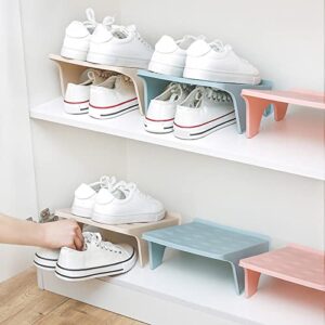 prettDliJUN Double Layer Shoes Storage Rack, Household Space Saver Plastic Shoe Slots Organizer Shoes Holder