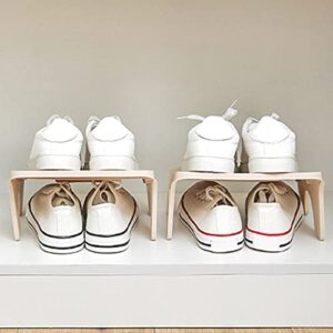 prettDliJUN Double Layer Shoes Storage Rack, Household Space Saver Plastic Shoe Slots Organizer Shoes Holder