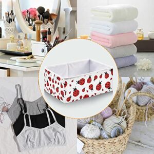 xigua Closet Storage Bins, Fabric Baskets for Closet Shelves, Collapsible Fabric Storage Cubes Organizer with Small Handles, Ladybug, 11.02x11.02x11.02 Inch