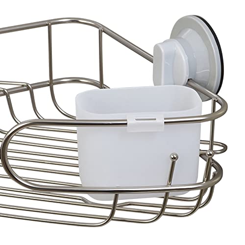 Zenna Home Power Grip Pro Rustproof Multi-Surface Dual Mount Corner Shower Basket, Stainless Steel