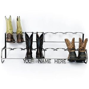 the heritage forge rustic boot rack storage made of horseshoes perfect for organizing boots, entryways, and storage - double decker - 8 pairs