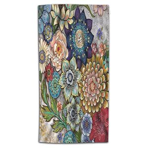 wondertify colorful floral hand towel bright boho blossom wild flowers hand towels for bathroom, hand & face washcloths