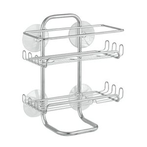 idesign classico steel bathroom suction organizer shelves - 9" x 4.5" x 10.75", silver