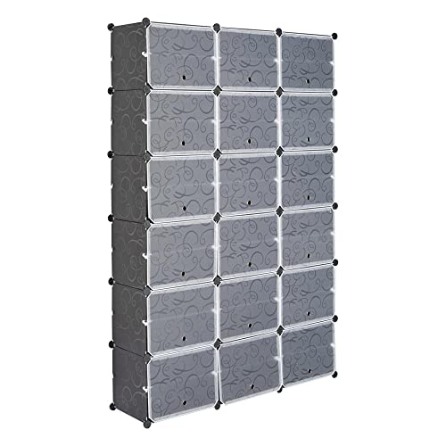 Expandable Shoe Storage Cabinet - 12 Tier Portable Closet Organizer with 72 Pair Capacity 36 Grids Tower Rack Shelf for Heels Boots Slippers - Black