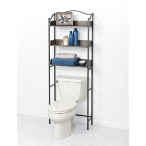 zenna home 3-tier over-the-toilet bathroom, driftwood gray/pewter spacesavers