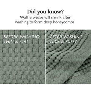 GILDEN TREE Waffle Hand Towels for Bathroom Quick Drying Lint Free Thin, Modern Style (Sage Grey)