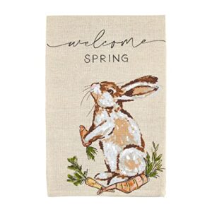 mud pie painted spring hand towel, welcome, 21" x 14"
