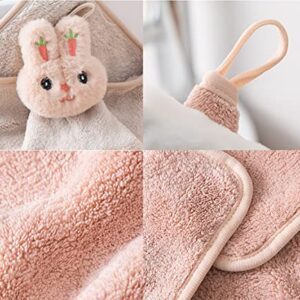 VSER 4 Pack Hanging Hand Towels for Bathroom&Kitchen,Ultra Thick Hand Towel with Hanging Loop,Cute Child/Kids Microfiber Rabbit Hand Towels.Soft,Absorbent,Fast Drying,Reusable,Stylish&Attractive