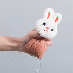 VSER 4 Pack Hanging Hand Towels for Bathroom&Kitchen,Ultra Thick Hand Towel with Hanging Loop,Cute Child/Kids Microfiber Rabbit Hand Towels.Soft,Absorbent,Fast Drying,Reusable,Stylish&Attractive