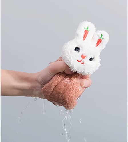 VSER 4 Pack Hanging Hand Towels for Bathroom&Kitchen,Ultra Thick Hand Towel with Hanging Loop,Cute Child/Kids Microfiber Rabbit Hand Towels.Soft,Absorbent,Fast Drying,Reusable,Stylish&Attractive