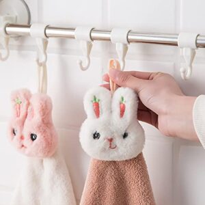 VSER 4 Pack Hanging Hand Towels for Bathroom&Kitchen,Ultra Thick Hand Towel with Hanging Loop,Cute Child/Kids Microfiber Rabbit Hand Towels.Soft,Absorbent,Fast Drying,Reusable,Stylish&Attractive