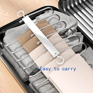 Pants Hangers Space Saving-6 in 1 Stainless Steel Magic Pants Hangers Pants Organizer-Non-Slip Closet Storage Organizer for Skirts Jeans Scarves Belts Towels Ties Leggings（1 Pack）.