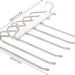 Pants Hangers Space Saving-6 in 1 Stainless Steel Magic Pants Hangers Pants Organizer-Non-Slip Closet Storage Organizer for Skirts Jeans Scarves Belts Towels Ties Leggings（1 Pack）.