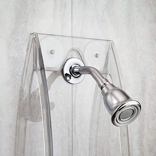 iDesign Plastic Grand Arc Bathroom Suction Shower Caddy for Shampoo, Conditioner, and Soap with Hooks for Razors, Towels, Loofahs, 4.1" x 9" x 28.7", Clear