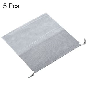 PATIKIL 13.8 Inch Non-Woven Fabric Handbag Dust Cover, 5 Pack Dustproof Storage Organizer Drawstring Bag for Handbags Purses, Gray