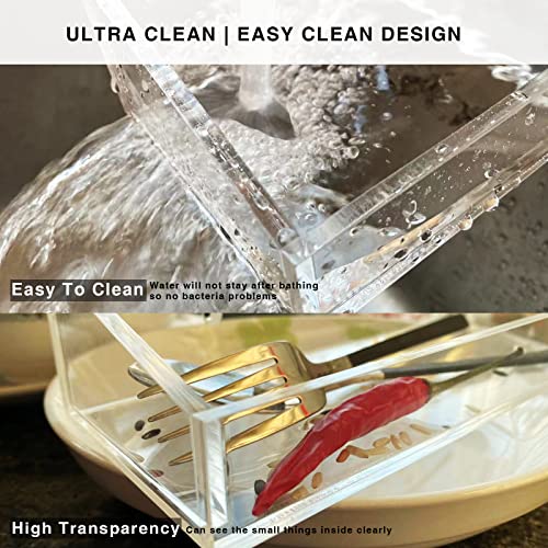 Bakzon Acrylic Shower Caddy Shelves, 2 Pack Self Adhesive Bathroom Storage Organizer, Home Wall Shower Inside Organization and Storage Decor Rv Accessories, First Apartment Essentials