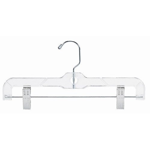 Only Hangers 12" Heavyweight Clear Plastic Childrens Pant/Skirt Hangers Box of 25