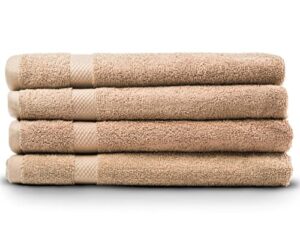 villa celestia 700 gsm beige hand towels for bathroom 4 pack - 100% cotton hand towels soft absorbent & fast drying bathroom hand towels-elegant salon spa hotel bath hand towel set of 4 (16''x 28'')