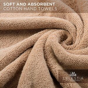 Villa Celestia 700 GSM Beige Hand Towels for Bathroom 4 Pack - 100% Cotton Hand Towels Soft Absorbent & Fast Drying Bathroom Hand Towels-Elegant Salon Spa Hotel Bath Hand Towel Set of 4 (16''x 28'')