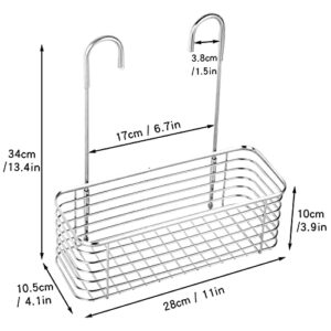 YQh hanging shower rack, bathroom rack storage rack, shampoo bracket, the back hook can be rotated, and can be hung on the faucet or cross bar, 304 stainless steel rust proof (Single layer shelf)