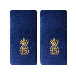 skl home by saturday knight ltd. gilded pineapple 2 pc hand towel, navy