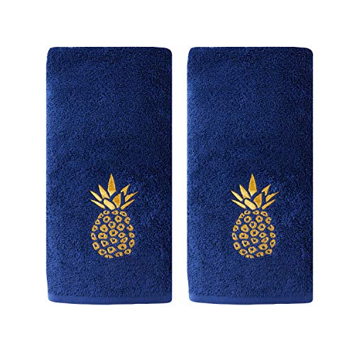 SKL Home by Saturday Knight Ltd. Gilded Pineapple 2 Pc Hand Towel, Navy