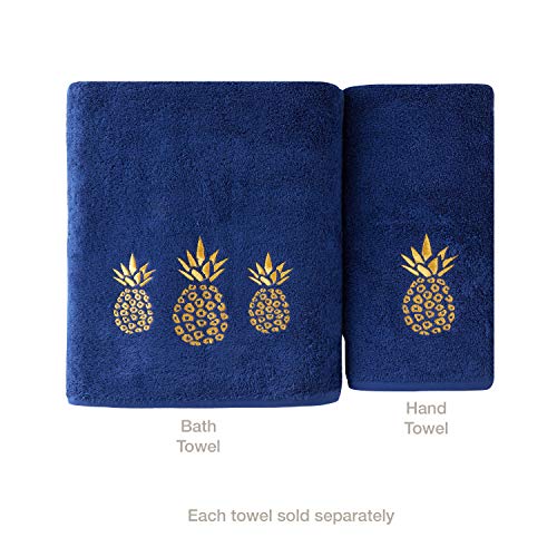 SKL Home by Saturday Knight Ltd. Gilded Pineapple 2 Pc Hand Towel, Navy