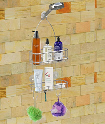 Simple Houseware Bathroom Hanging Shower Head Caddy Organizer, Chrome (22 x 10.2 x 4.2 inches)