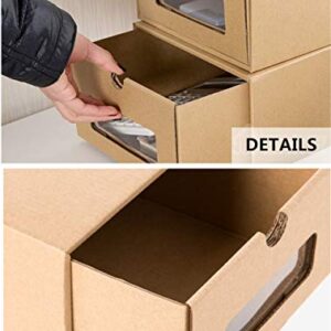 Shozafia Cardboard Shoe Boxes, Stackable Clear Shoe Box for Storage with Lids, Pack of 6 (Kids Size)