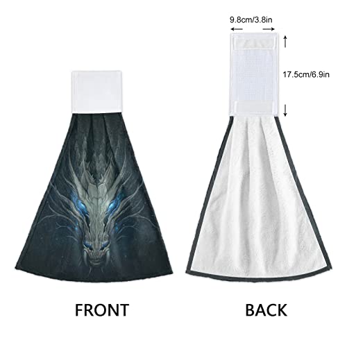 Alaza Dragon Firing Anime Hanging Kitchen Hand Towels with Loop Super Absorbent Hand Towels Machine Washable 2 Piece Sets