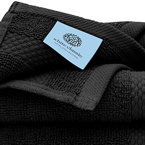 White Classic Luxury Hand Towels | 6 Pack Luxury Cotton Washcloths | 12 Pack Bundle (Gray)