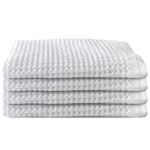 sutera - 4 white silverthread waffle bath towels and 2 white hand towels