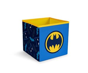 dc comics batman logo 11-inch storage bin cube organizer | fabric basket container, cubby cube closet organizer | comic book superhero toys, gifts and collectibles