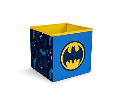 DC Comics Batman Logo 11-Inch Storage Bin Cube Organizer | Fabric Basket Container, Cubby Cube Closet Organizer | Comic Book Superhero Toys, Gifts And Collectibles