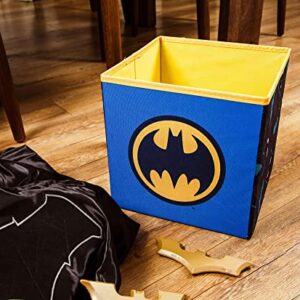 DC Comics Batman Logo 11-Inch Storage Bin Cube Organizer | Fabric Basket Container, Cubby Cube Closet Organizer | Comic Book Superhero Toys, Gifts And Collectibles