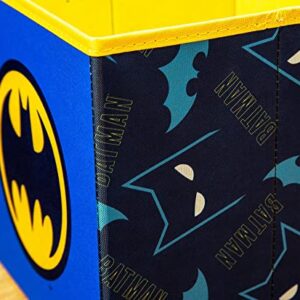 DC Comics Batman Logo 11-Inch Storage Bin Cube Organizer | Fabric Basket Container, Cubby Cube Closet Organizer | Comic Book Superhero Toys, Gifts And Collectibles