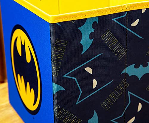 DC Comics Batman Logo 11-Inch Storage Bin Cube Organizer | Fabric Basket Container, Cubby Cube Closet Organizer | Comic Book Superhero Toys, Gifts And Collectibles