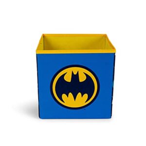 DC Comics Batman Logo 11-Inch Storage Bin Cube Organizer | Fabric Basket Container, Cubby Cube Closet Organizer | Comic Book Superhero Toys, Gifts And Collectibles