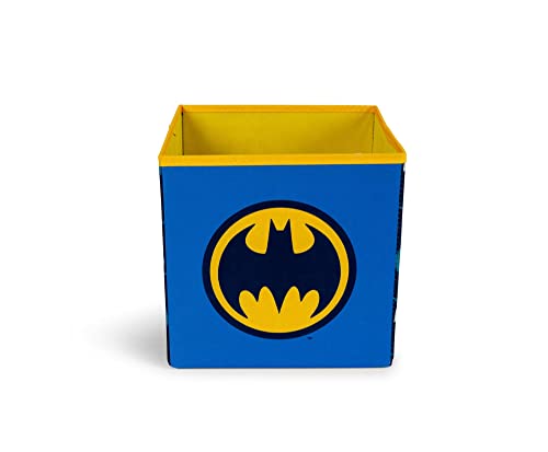 DC Comics Batman Logo 11-Inch Storage Bin Cube Organizer | Fabric Basket Container, Cubby Cube Closet Organizer | Comic Book Superhero Toys, Gifts And Collectibles