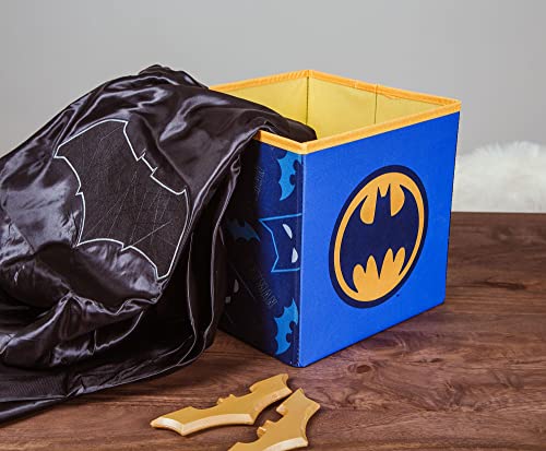 DC Comics Batman Logo 11-Inch Storage Bin Cube Organizer | Fabric Basket Container, Cubby Cube Closet Organizer | Comic Book Superhero Toys, Gifts And Collectibles