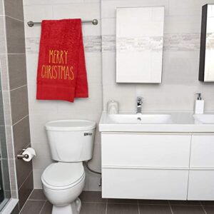 Red Merry Christmas Hand Towel - Embroidered Hand Towels - Holiday Decor Dish Towels Fingertip Towel