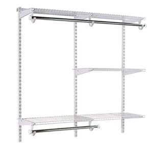 rubbermaid configurations 4-8 feet expandable hanging and shelf space custom diy closet organizer kit, white