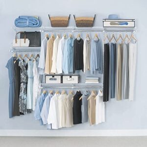 Rubbermaid Configurations 4-8 Feet Expandable Hanging and Shelf Space Custom DIY Closet Organizer Kit, White