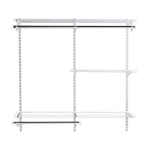 Rubbermaid Configurations 4-8 Feet Expandable Hanging and Shelf Space Custom DIY Closet Organizer Kit, White