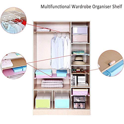 TabEnter Adjustable Shelf Organizer Expandable Closet Shelf and Rod with No Drilling for Wardrobe Cupboard Kitchen Bookcase (18.2" - 29.5")