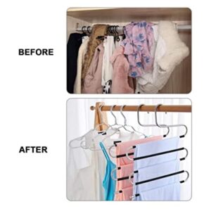 5 Packs Pants Hangers S-Shaped S-Type Space Saving Pants Non-Slip Hangers Trouser Hangers Stainless Steel Multi Layer Multifunctional Pant Hanger Closet Storage for Jeans Shirts for Scarfs Ties